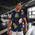 thumbnail image 3 of Wukai Spaceships and Stars Print Men's Short-Sleeved Mesh T-Shirt,Quick-Dry Short Sleeve Workout T-Shirt-4X-Large, 3 of 8