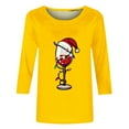 thumbnail image 4 of Pisexur T-Shirts de Noël pour Femmes Décontractés pour les Fêtes, Blouses Imprimées Verre de Vin Rouge, Col Rond, Manches 3/4, Chandails Mode d'Automne, 4 of 4