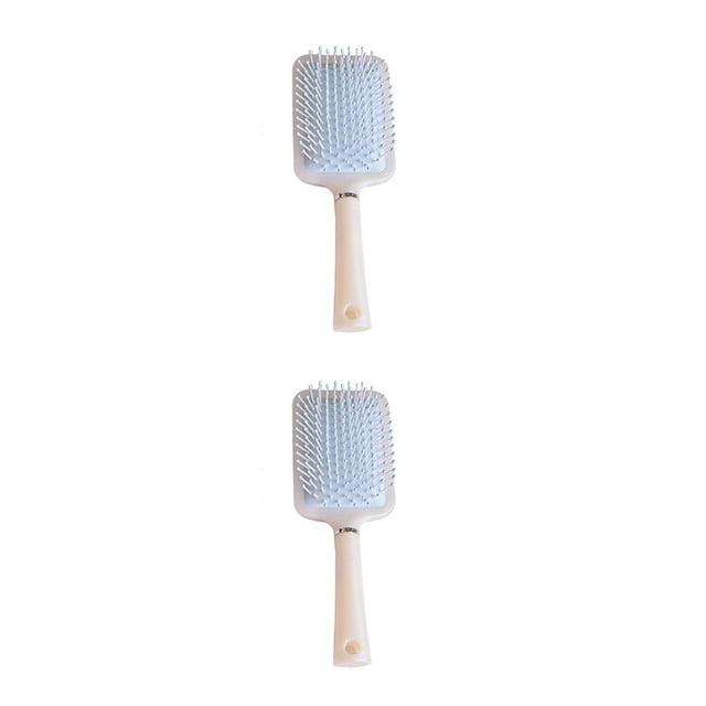 Soidarity Cepillo para el cabello Color perla Cojín de moda Peine Masaje Antiestático Peines multifuncionales Niñas Crema de cumpleaños azul azul crema 2piezas