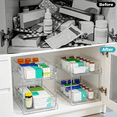 thumbnail image 3 of 4 Pack Clear Pull Out Under Sink Organizer and Storage Bins, 2-Tier Sliding Cabinet Drawer Container for Kitchen, Bathroom and Pantry Organization, 3 of 8