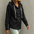 thumbnail image 6 of QIYAGBSA Hooded Denim Shirt for Women Button Down Long Sleeve Relaxed Fit Casual Spring Fall (Black, 2XL), 6 of 8