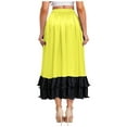 thumbnail image 2 of TiaoBug Women's Flamenco Dance Skirt Ruffled Irregular Hem Full Circle Swing Long Skirt for Tango Salsa Cha Cha Yellow M, 2 of 5