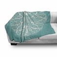 thumbnail image 3 of Turquoise Soft Flannel Fleece Throw Blanket, Round Curving Tree Branches Pattern Infinite Circle Symmetrical Cuves Floral Design, Cozy Plush for Indoor and Outdoor Use, 50" x 60", White, by Ambesonne, 3 of 6