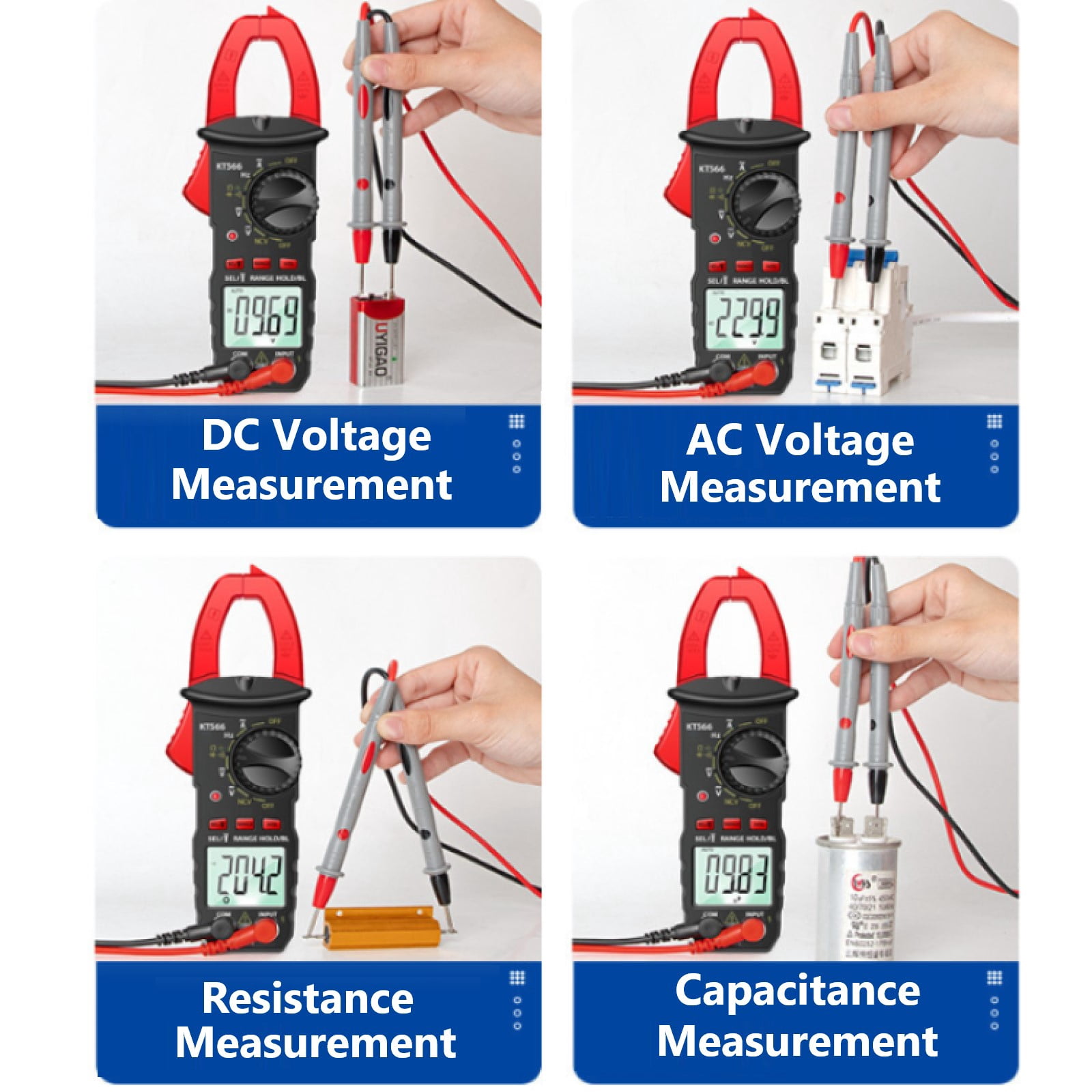 Pecham Digital Clamp Meter, 4000 Counts Multimeter Tester with NCV, Live Wire Detection Amp Ohm Volt Measures AC Current, Electrical Meter with LED Flashlight for Home & Automotive
