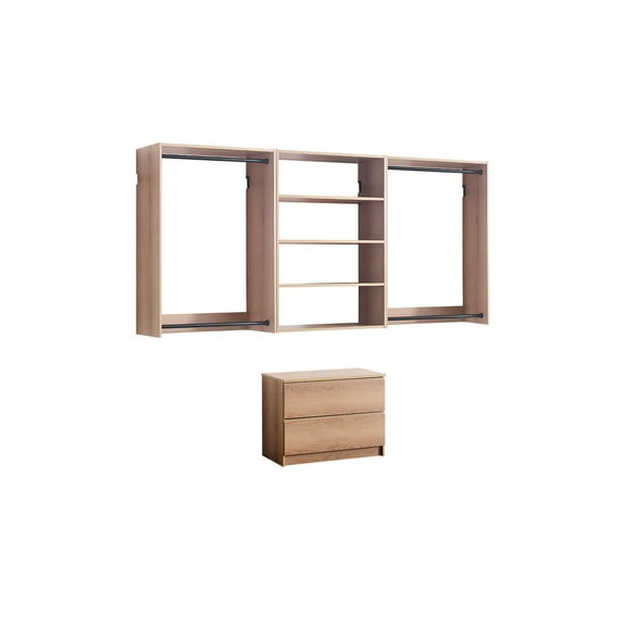Klair Living Devi Series 31.5" - 94.5" W Oak Modular Closet System