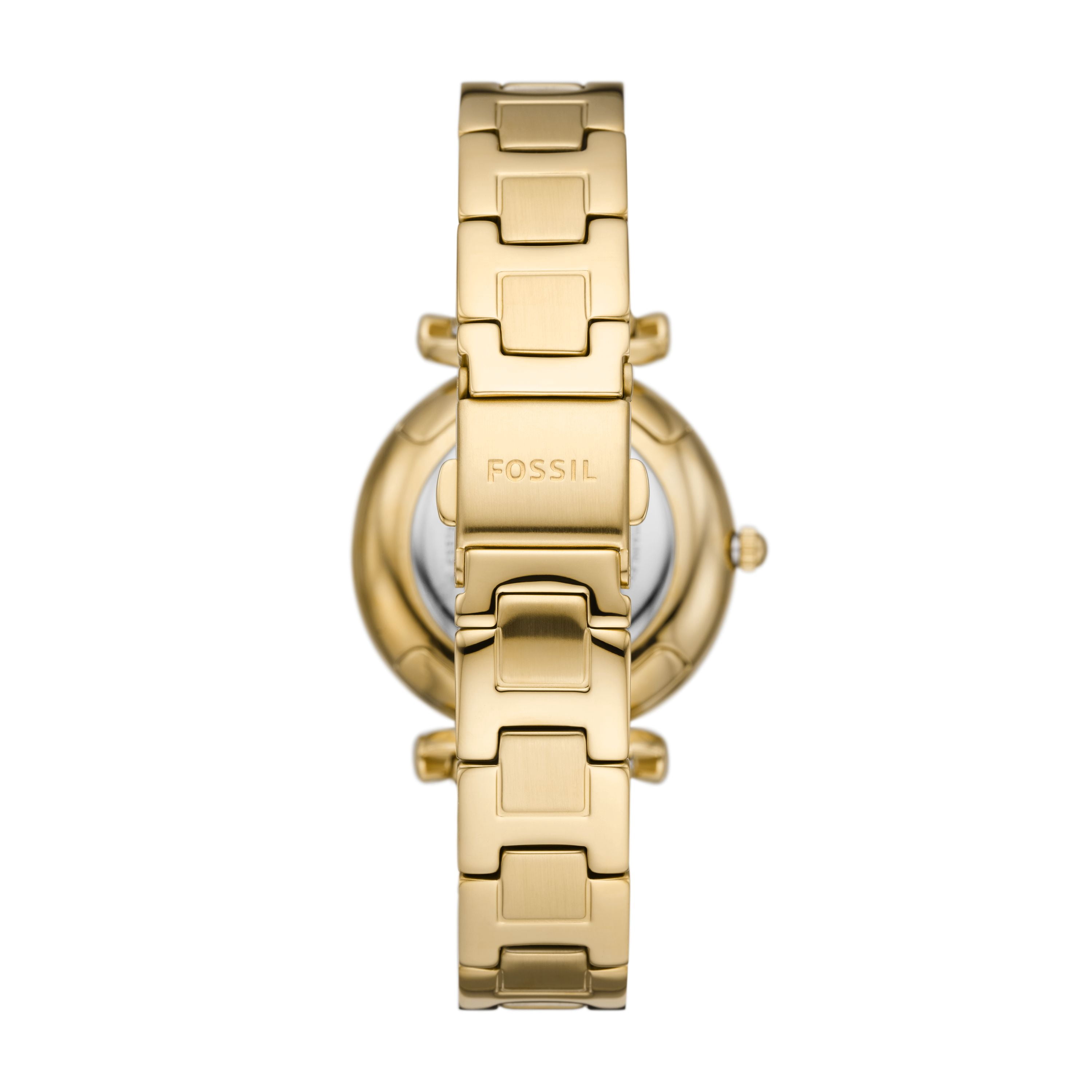 Fossil Ladies' Carlie Three-Hand Date Gold-Tone Stainless Steel Watch (ES5159)