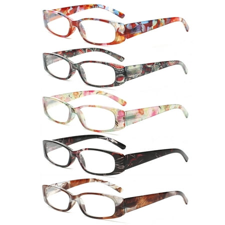 VIDEBLA 5 Pack Reading Glasses for Women Fashion Print Lady Eyeglasses