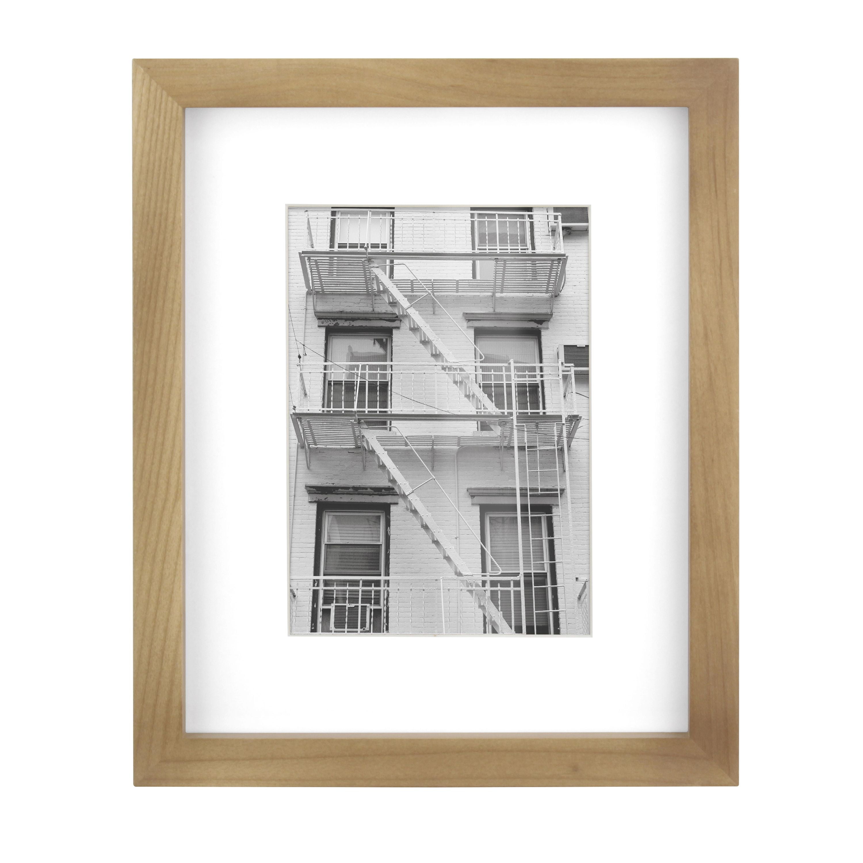 (2 pack) Better Homes & Gardens 8x10 Matted to 5x7 Wood Gallery Tabletop Picture Frame, Natural, Non Glare
