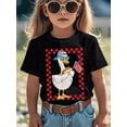 thumbnail image 1 of 4th of July Patriotic Youngsters Boys' T-Shirt - Cute American Goose with US Flag Fashion Glasses Graphic, Red White & Blue Checkered Print Short Sleeve Round Neck Casual Summer Top, 1 of 6