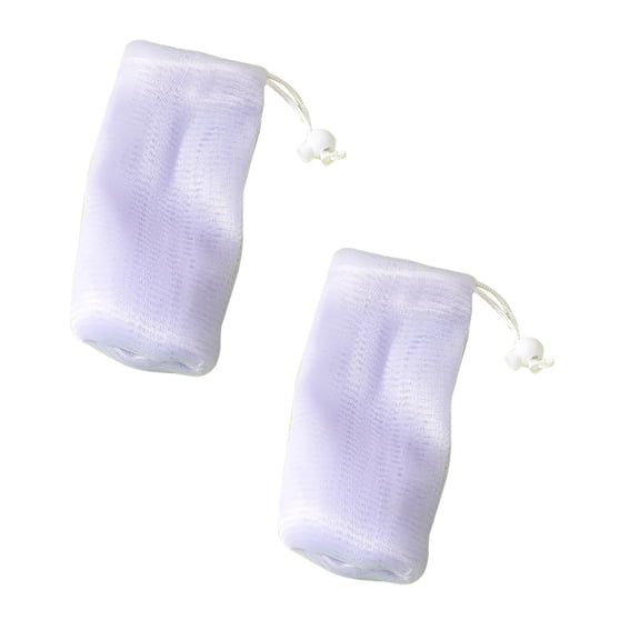 2 Pcs Mesh Bar Soap Pouch - Exfoliating Mesh Soap Bag - Flexible Drawstring Holder - Portable Travel Case, 3.54x6.29 Inch, Purple