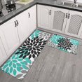 thumbnail image 2 of Black Turquoise and Gray Floral Pattern Kitchen Rugs Sets Of 2,Anti Fatigue Kitchen Mat Rugs Non Slip Washable,Decorative Kitchen Floor Mats for Kitchen,Sink,Laundry,17"x30"+17"x47", 2 of 7
