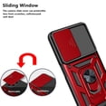 thumbnail image 4 of Rugged Case for Samsung Galaxy A32 5G Shockproof Phone Case with Camera Lens Slide Cover and Ring Holder Kickstand, Support Magnet Car Mount, Military Grade Heavy Duty Protection Cover, Red, 4 of 7