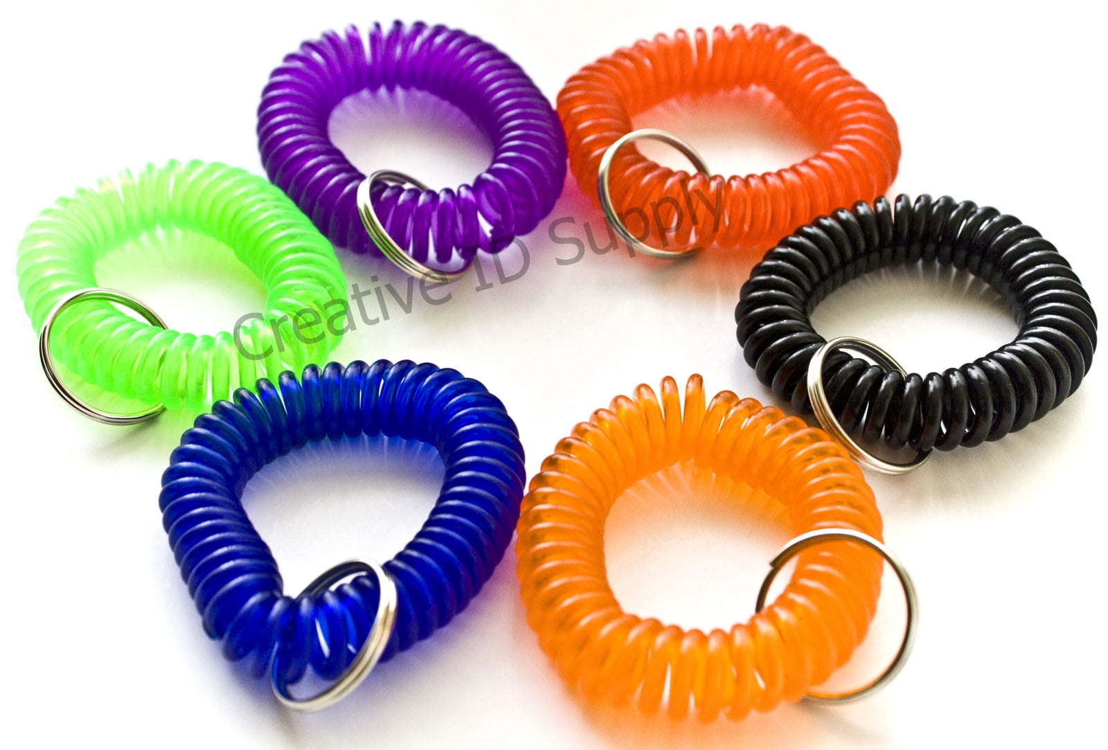 100pcs Assorted Mix 6 Colors Soft Spring Spiral Wrist Coil Elastic Wrist Band Key Ring Chain by OnDepot