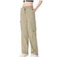thumbnail image 2 of Annhoo Cargo Pants Women Plus Size High Waist Straight Leg Trousers Casual Quick Dry Hiking Pants with Multi Pockets, 2 of 5