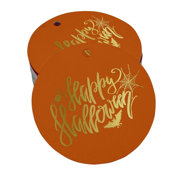 Inkdotpot Pack Of 50 Happy Halloween Halloween Favor Paper Tags Craft Real Gold Foil Hang Tags
