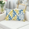 thumbnail image 2 of Blue Yellow Pillow Covers 12x20 Inch Geometrical Flower Boho Throw Pillows Summer Farmhouse Outdoor Decor for Home Living Room Sofa Bed Modern Floral Linen Rectangular Cushion Case, 2 of 6