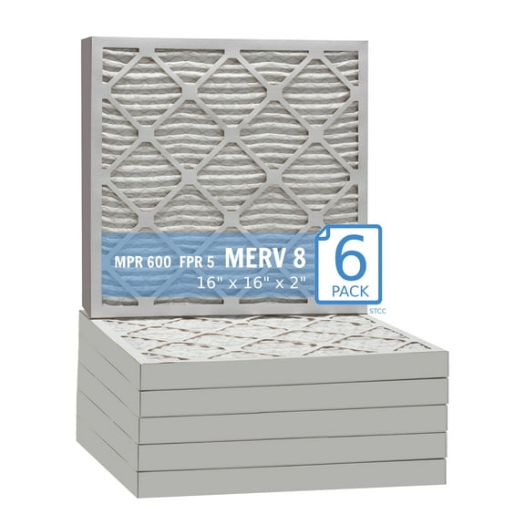 16x16x2, Purolator Hi-E 40 Extended Surface Pleated Air Filter, Mechanical MERV 8, (6 Pack)