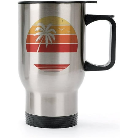 

Florida Palm Sunset Stainless Steel Travel Mug Vacuum Insulated Coffee Cup Double Walled Coffee Mug with Handle & Lid