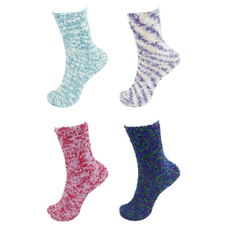 

Chirpy Socks Assorted Super Soft Cozy Warm Colorful Microfiber Knobby Socks - 4 Pairs - Assortment 96