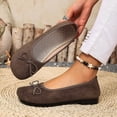 thumbnail image 2 of ZACPNCV Womens Suede Flats Square Toe Bow Design Comfort Casual Slip On Shoes, 2 of 8