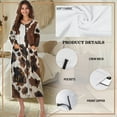 thumbnail image 6 of Xoenoiee Vintage Brown Cow Pattern Women Robes Zipper Front Long Sleeve Full Length Housecoat with Pockets Loungewear Nightgowns Plus Size, S, 6 of 7