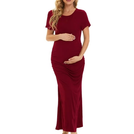 

YUNAFFT Women s Maternity Short Sleeve Midi Dress Summer Ladies Summer Fashion Stripe Print Short Sleeve Pregnant Woman Clothe Dress Discount