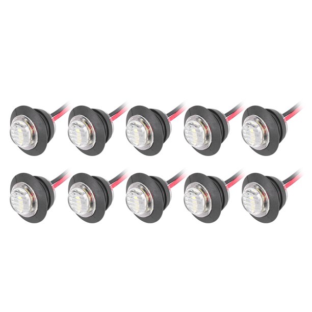 10 Piezas 3/4" Lateral Fabricante Indicador Luz Cola Luces para Cami?n Blanco Unique Bargains conjuntos de luces de marcador lateral automotriz