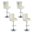 thumbnail image 4 of Velvet Bar Stools Set of 4 Modern Counter Height Bar Stools with Lion Pull Ring Tufted Back, Nailhead Upholstered Barstools for Home Kitchen Island, Swivel Adjustable Stool Chair in Cream, 4 of 9