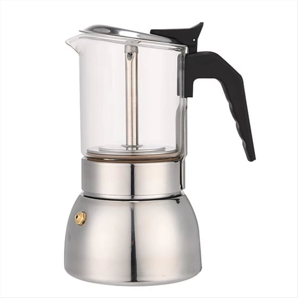 Cafetera Espresso de 300 Ml, Cafetera Moka de Acero Inoxidable, Compatible con Cocinas de Inducción y de Gas, Portátil y Fácil de Limpiar.