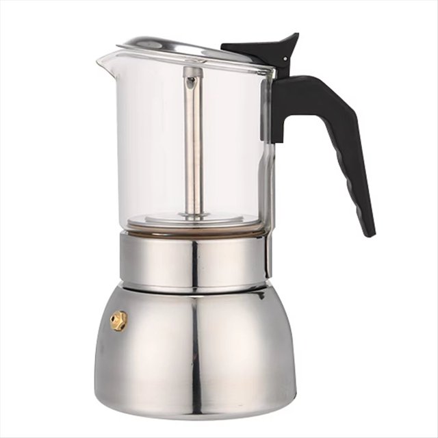 Cafetera Espresso de 300 Ml, Cafetera Moka de Acero Inoxidable, Compatible con Cocinas de Inducción y de Gas, Portátil y Fácil de Limpiar.