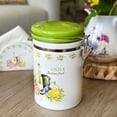 thumbnail image 3 of STP GOODS Italian Herbs Ceramic Storage Jar with Lid 25 fl oz (750 ml) Kitchen Canister Food Storage Container for Food Sugar Spice Organizer Jars, Green and White, 3 of 4