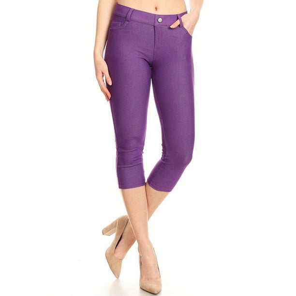HoneyComfy - Women's Classic Solid Capri Jeggings - Walmart.com - Walmart.com