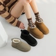 thumbnail image 2 of Botas de nieve de suela gruesa para mujer, de invierno, cortas, con forro polar, gruesas, sin cordones, con relleno de algodón para mujer, 2 of 5