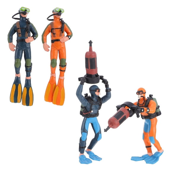 GAXIRE 4-Piece Diving Figurine Set Ocean Theme Decorative Diver Toys for Kids and Adults Educational Collectible
