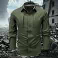 thumbnail image 2 of MIXUE Mens Casual Button Down Shirts Solid Color Lapel Spring Long Sleeve Stretch Zipper Pocket Breathable Thin Shirt Tops Streetwear,Green,XXXXL, 2 of 3