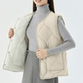 thumbnail image 4 of qolati Womens Quilted Puffer Vest Button Down Sleeveless Jackets Lightweight Padded Gilet Outerwear 2024 Fashion Warm Winter Coats With Pockets, 4 of 5