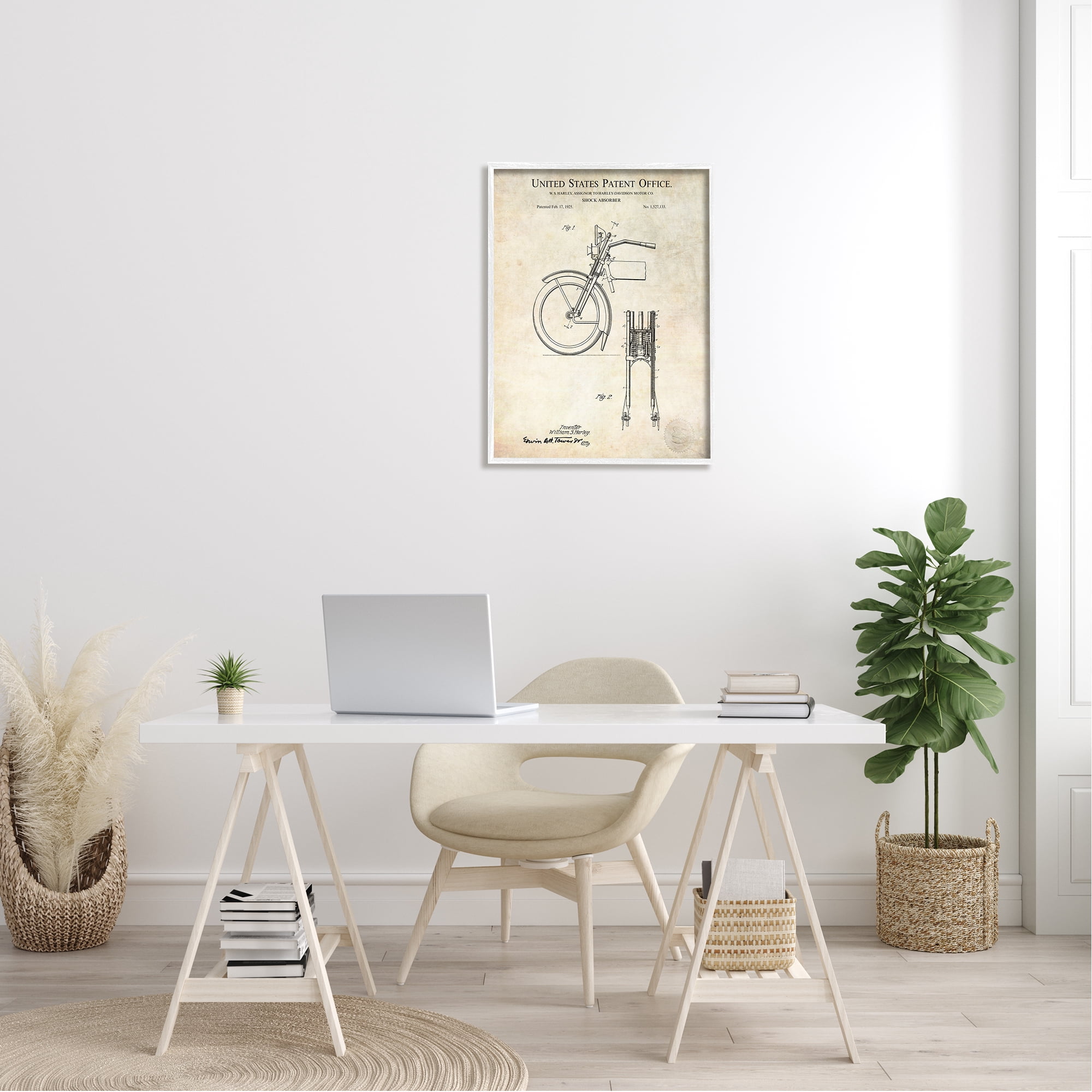 Stupell Industries Vintage Style Shock Absorber Invention Patent Diagram Framed Wall Art, 24 x 30, Design by Karl Hronek