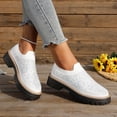 thumbnail image 4 of Rokment Women's Glitter Rhinestones Platform Walking Shoes Comfortable Slip on Socks Chunky Mid Heel Oxfords Casual Dress Fashion Sneakers White Size 8.5, 4 of 7