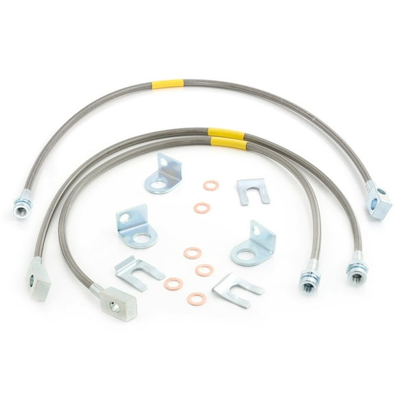 FAPO SHOCK Extended Front and Rear Stainless Brake Lines for Jeep Wrangler TJ YJ 87-06 / Jeep Cherokee XJ 84-01 4-6" Lift