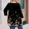 thumbnail image 3 of WTOBBY Women's Plus Size Floral Print 3/4 Sleeve Round Neck Tunic Top Loose Fit Tee for Full Figure Comfort and Fall Seasonal Fashion,Multicolor 4XL, 3 of 5