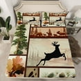thumbnail image 2 of Homewish Cartoon Deer Moose Bed Sheets, Tree Plant Botanical King Sheets, Vintage Western Animal Sheet Set, Super Cozy Room Decor, 4pcs, 2 of 7