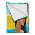 thumbnail image 2 of Beach Soft Flannel Fleece Blanket, Portrait of a Young Woman in Yellow Hat with Poppies on Tropical Sea Coast in Summer, Cozy Plush for Indoor and Outdoor Use, 50" x 70", Multicolor, by Ambesonne, 2 of 5