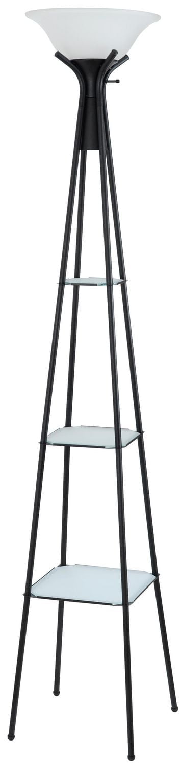 Mainstays Torchiere Floor Lamp with Black Storage Shelves