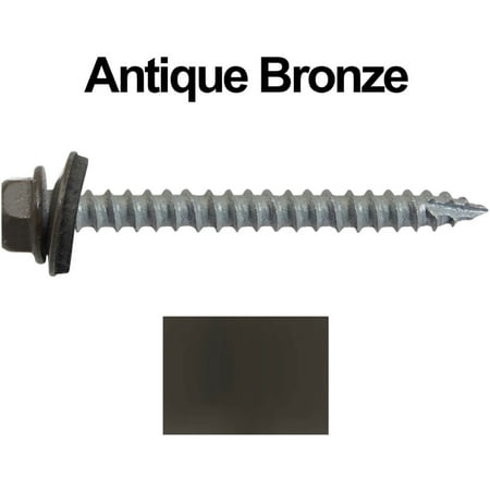 

Jake Sales Brand - #14 x 2-1/2 Metal Roof Screw ~250 - Hex Head - Type 17 Tip - EPDM Washer - ANTIQUE BRONZE