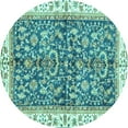 thumbnail image 1 of Ahgly Company Machine Washable Indoor Round Abstract Turquoise Blue Modern Area Rugs, 8' Round, 1 of 4