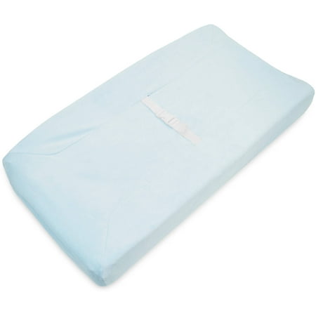 TL Care Heavenly Soft Chenille Fitted Contoured Changing Pad Cover, Blue, for Boys and