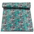 thumbnail image 1 of ColorFull House Indian Cotton Kantha Quilt, Turquoise and Grey Leaf Pattern Design Kantha Gudri,Bedspread,Bedsheet,Throw Blanket Size( King 108" x 108" ), 1 of 5