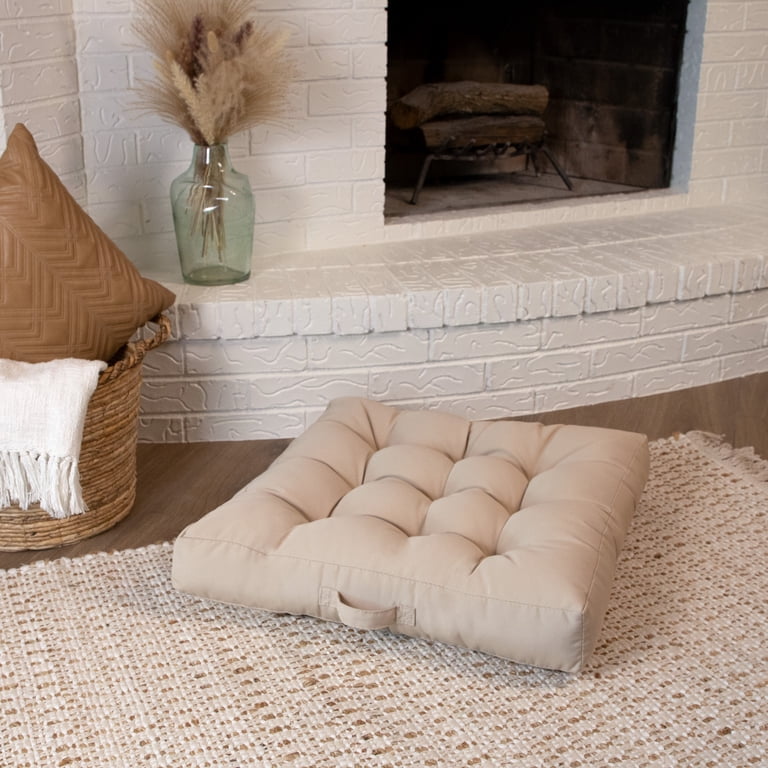 Sunbrella Sorra Home Square Tufted Floor Pillow with Handle Canvas