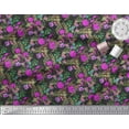 thumbnail image 2 of Soimoi Moss Georgette Fabric Leaves & Azalea Floral Print Fabric by the Yard 42 Inch Wide, 2 of 3