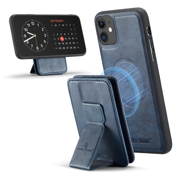 Case for iPhone 11, Detachable Magnetic Wallet Credit Card Cash Slot Case Support Wireless Charging Functional Kickstand Compatible with MagSafe Phone Cover For iPhone 11,Blue